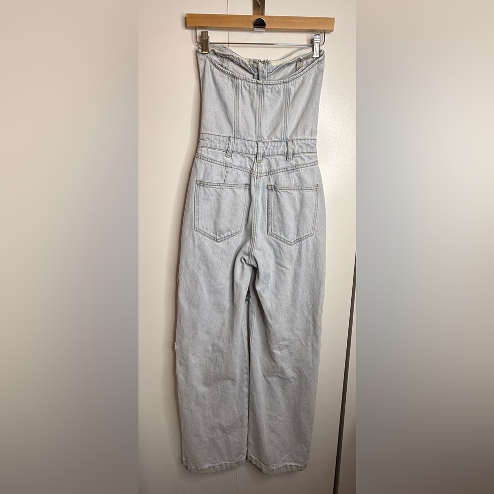We Wore What Denim Corset cargo Jumpsuit - size 2 - Picture 6 of 15